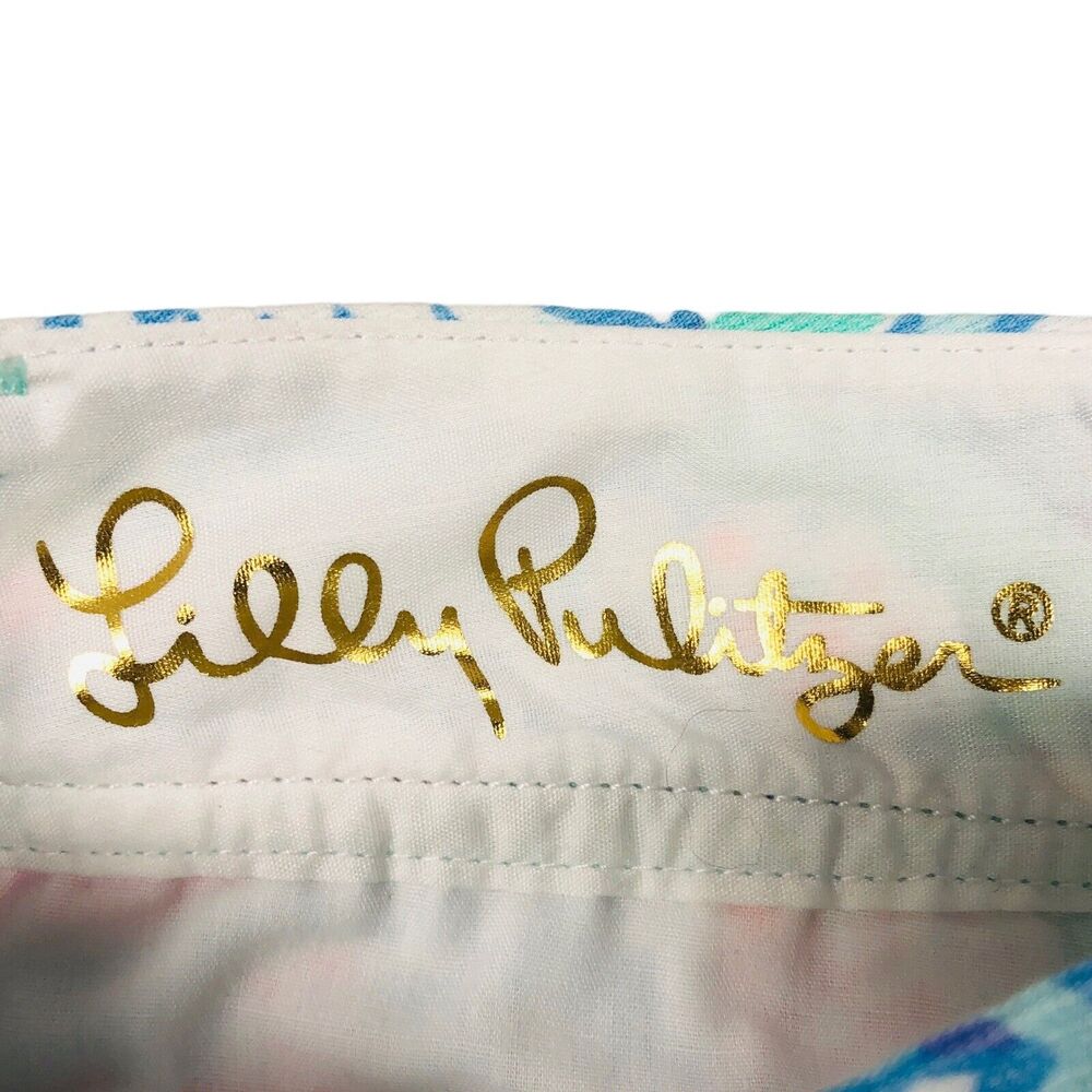 Lilly Pulitzer Callahan Shorts Womens‎ 00 XS Cotton Minty Fresh Coral Pink Blue - Picture 4 of 7